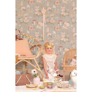 Old Garden sininen harmaa satutapetti lastenhuoneeseen Majvillan 138 02 image