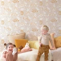 Garden Party beige harmaa janistapetti lastenhuoneeseen Majvillan 139 01