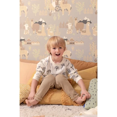 Lama Village harmaa elaintapetti lastenhuoneeseen Majvillanilta 143 01 image