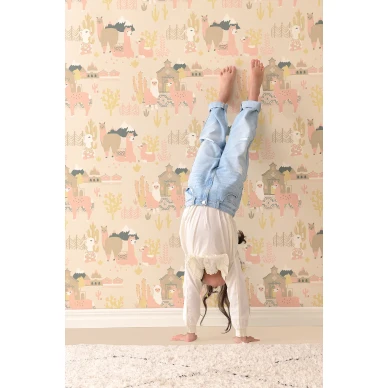 Lama Village roosa lastentapetti elaimilla Majvillanilta 143 03 image