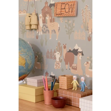 Lama Village sininen lastentapetti Majvillanilta 143 02 image