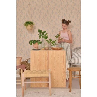 Oak beige lehtitapetti lastenhuoneeseen Majvillan 146 01 image