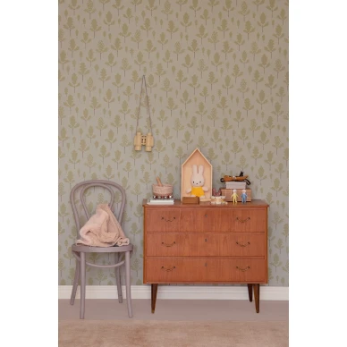 Oak sininen harmaa lehtitapetti Majvillan 146 02 image