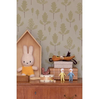 Oak sininen harmaa lehtitapetti lastenhuoneeseen Majvillan 146 02 image