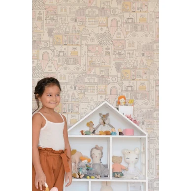 Dollhouse vaalea talotapetti lastenhuoneeseen Majvillan 147 01 image