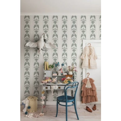 Sophie vihrea klassinen kukkatapetti Sandbergilta image