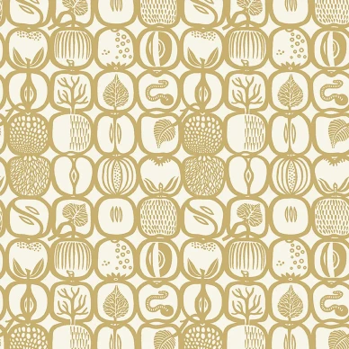 Stig Lindberg Fruktlada keltainen graafinen hedelmatapetti Borastapeter image