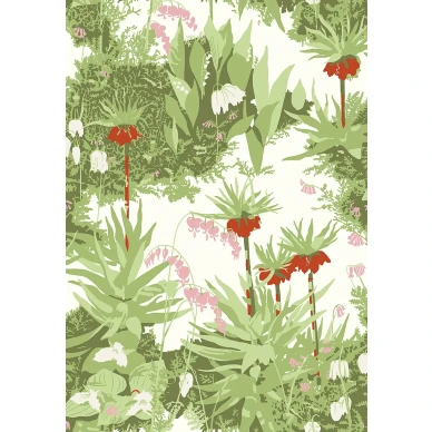 Arne Jacobsen Kejsarkrona vihrea klassinen kukkatapetti Borastapeter image