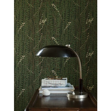 Arne Jacobsen Ranke vihrea tiheakuvioinen lehtitapetti tyohuoneeseen Borastapeter image