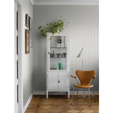 Arne Jacobsen Tassel graafinen vaaleanharmaa olohuoneentapetti Borastapeter image