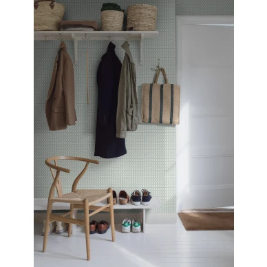 Arne Jacobsen Ypsilon turkoosi graafinen tapetti eteiseen Borastapeter image