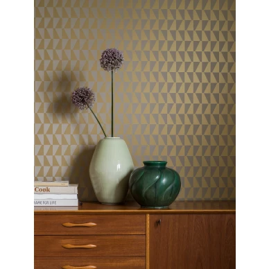 Arne Jacobsen Trapez beige kulta graafinen tapetti olohuoneeseen Borastapeter image