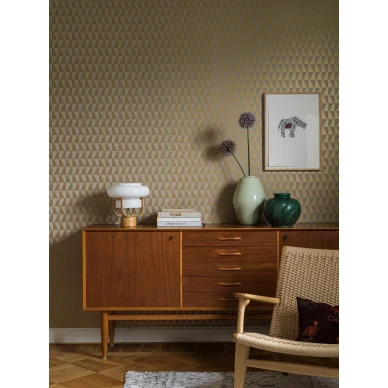 Arne Jacobsen Trapez klassinen beige kulta graafinen tapetti Borastapeter image