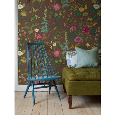 Gocken Jobs Sommar ruskea kukkatapetti makuuhuoneeseen Borastapeter image