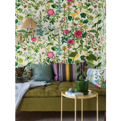 Gocken Jobs Sommar vaalea kukkatapetti olohuoneeseen Borastapeter image