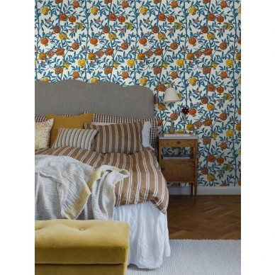 Gocken Jobs Granatapple sininen kukkatapetti makuuhuoneeseen Borastapeterilta image