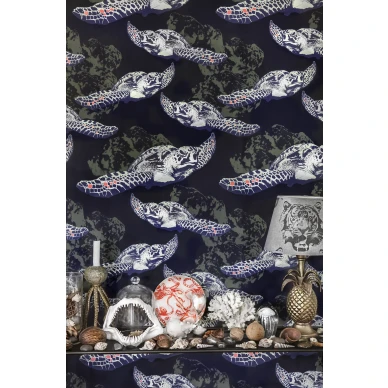 Cloudy sininen kilpikonnatapetti olohuoneeseen Ulricehamns tapetfabrik image