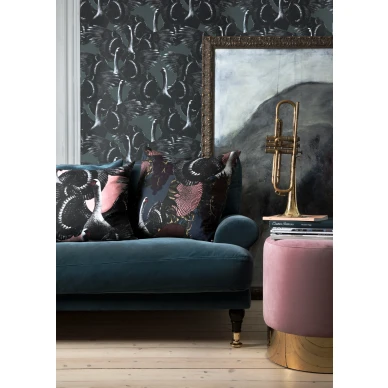 Swan Lake vihrea joutsentapetti olohuoneeseen image