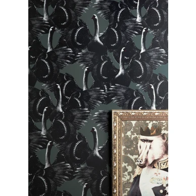 Swan Lake vihrea lintutapetti makuuhuoneeseen image