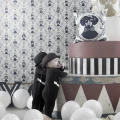 Tillsammans mustavalkoinen koiratapetti lastenhuoneeseen Studio Lisa Bengtsson v2
