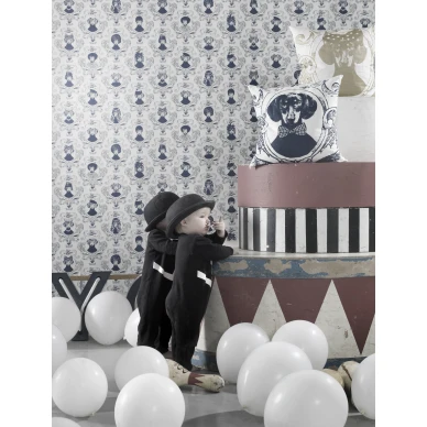 Tillsammans mustavalkoinen koiratapetti lastenhuoneeseen Studio Lisa Bengtsson v2 image