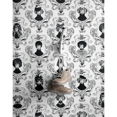 Tillsammans mustavalkoinen koiratapetti lastenhuoneeseen Studio Lisa Bengtsson image