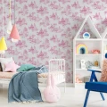 Princess Pink Toile roosa satutapetti lastenhuoneeseen Sandudd