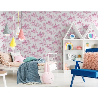 Princess Pink Toile roosa satutapetti lastenhuoneeseen Sandudd image