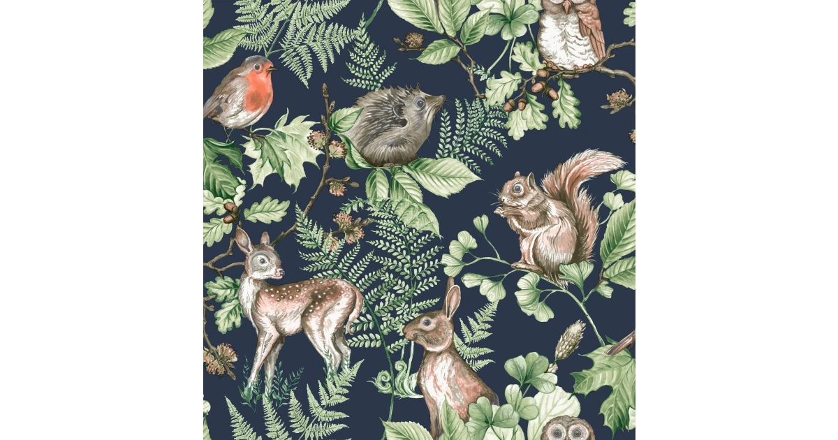 Woodland Animals - söt djurtapet med skogsdjur från Sandudd