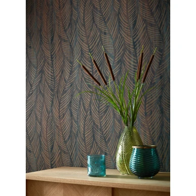 Bramble ruskea kimallettava lehtitapetti olohuoneeseen 1838 Wallcoverings image