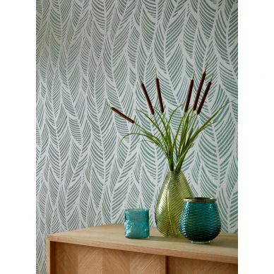 Bramble vihrea kimallettava lehtitapetti olohuoneeseen 1838 Wallcoverings image