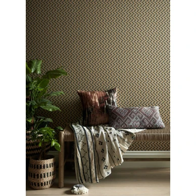 Rattan musta kultainen graafinen tapetti olohuoneeseen 1838 Wallcoverings image