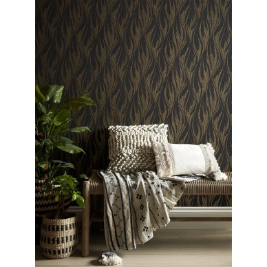 Ripple musta kultainen graafinen tapetti olohuoneeseen 1838 Wallcoverings image