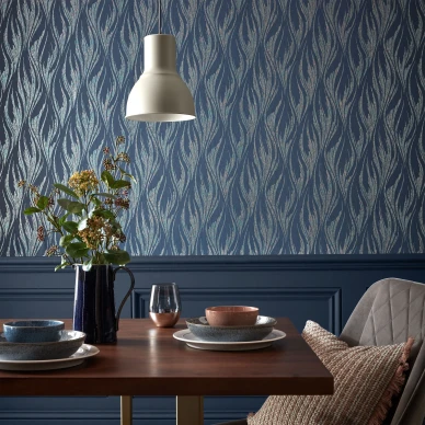 Ripple sininen graafinen tapetti ruokailuhuoneeseen 1838 Wallcoverings image