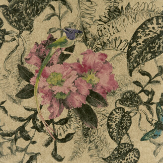 Hedgerow kultainen kukkatapetti 1838 Wallcoverings image