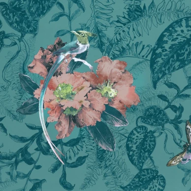 Hedgerow vihrea kukkatapetti 1838 Wallcoverings image