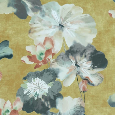 Water Lilies keltainen kukkatapetti 1838 Wallcoverings image