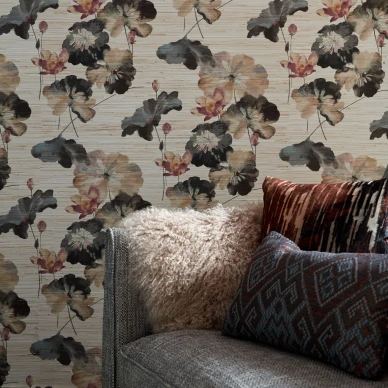 Water Lilies kudottu kukkatapetti olohuoneeseen 1838 Wallcoverings image