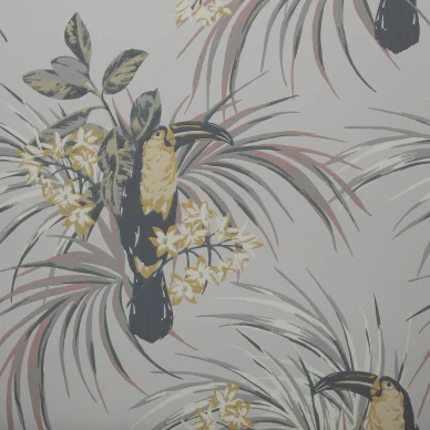 Le Toucan harmaa lintutapetti 1838 Wallcoverings image