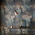 Le Toucan musta monivarinen lintutapetti 1838 tyohuoneeseen Wallcoverings