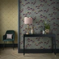 Clarice punainen kukkatapetti olohuoneeseen 1838 Wallcoverings