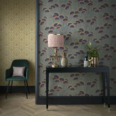 Clarice punainen kukkatapetti olohuoneeseen 1838 Wallcoverings image