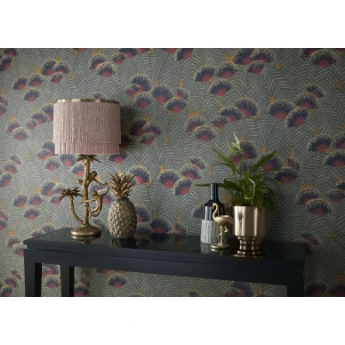 Clarice punainen retro kukkatapetti 1838 Wallcoverings image