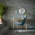 Clarice vihrea retromainen kukkatapetti 1838 Wallcoverings