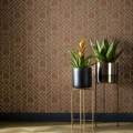 Metro oranssi graafinen retrotapetti olohuoneeseen 1838 Wallcoverings