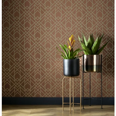 Metro oranssi graafinen retrotapetti olohuoneeseen 1838 Wallcoverings image