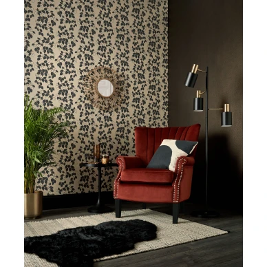 Rosetta musta beige kukkainen olohuoneentapetti 1838 Wallcoverings image