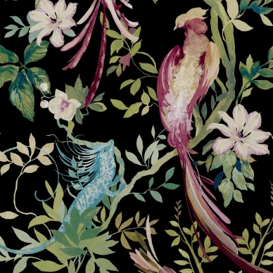 Bird Sonnet musta lintutapetti 1838 Wallcoverings image