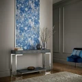 Ornamenta sininen kuviollinen tapetti eteiseen 1838 Wallcoverings
