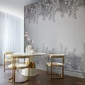 Trailing Magnolia harmaa kukkatapetti ruokailuhuoneeseen 1838 Wallcoverings